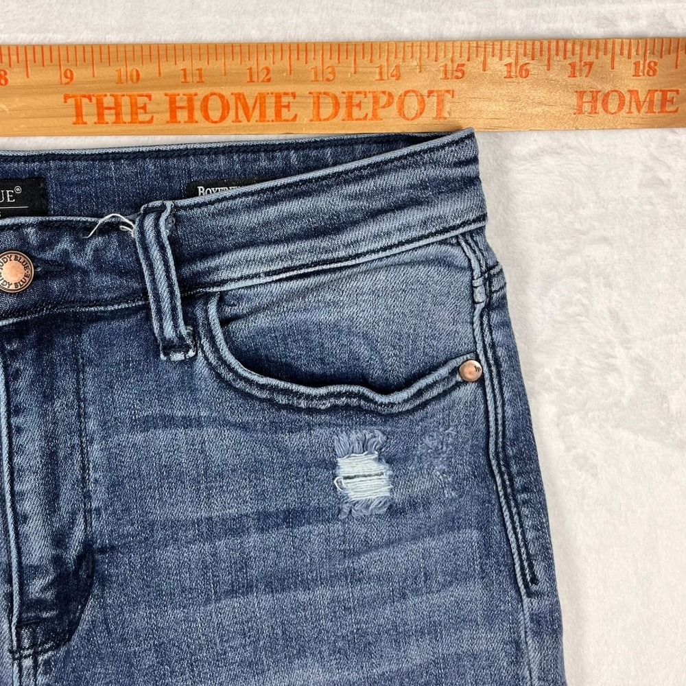 Judy Blue Boyfriend Jeans Womens 9/29 (Fits 30x29) Blue Distressed Relaxed - Picture 9 of 16